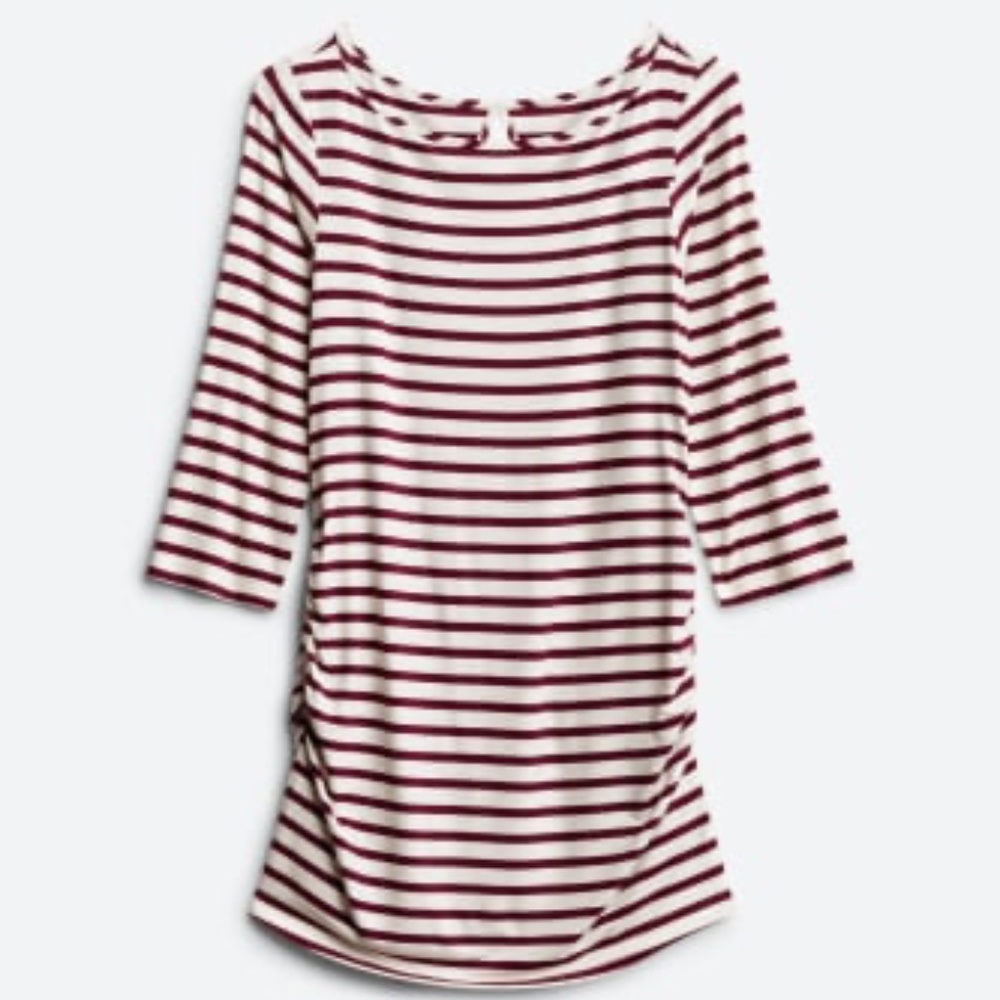 Loveappella Maternity Charlote Ruched Side Maternity Knit Top Burgundy-Small